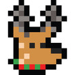 Pixel art cartoon cute reindeer head icon