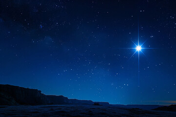 beautiful view. bright star in the dark blue night sky