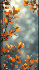 Wall Mural - Autumn modern trendy template. Orange, blue colors. Clear minimalistic design. Place for text graphics concept design. poster invitation flyer banner email header. Vertical . Generative Ai content