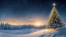 Magia Invernale- Albero Di Natale Con Spazio Per Il Testo