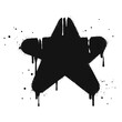 Spray painted graffiti Star sign in black over white. Star drip symbol. isolated on white background. vector illustration