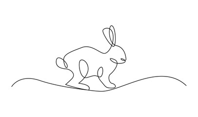 Wall Mural - Continuous one line drawing of Easter Bunny rabbit