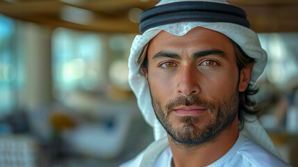 Portrait of a middle eastern man with traditional arabian clothes