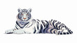 White tiger Flat vector isolated on white background