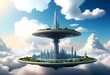 digital painting A futuristic city on a floating p (7) 1