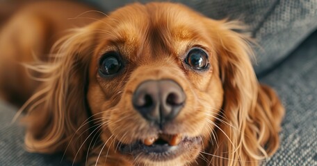 Canvas Print - Dog, enjoying dental chew, close-up, health care snack, focused, detailed, oral hygiene moment. 