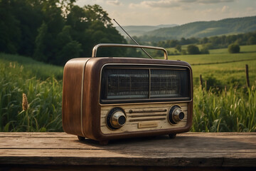 A vintage radio at country side