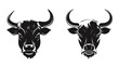 cow head silhouette and face logo illustration, vector Isolate background