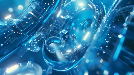 Technology blue computer screen building abstract graphic poster web page PPT background