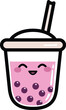 Happy bubble tea character in a kawaii style