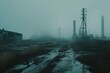 moody weather in strange surroundings, wasteland with industrial aesthetics touch
