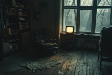 Wall Mural - atmospheric cinematic shot, strange surroundings, with soviet non-fictional movie aesthetics touch