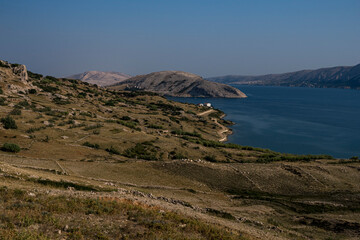 Wall Mural - Landscape with a part of Mediterranean Sea seen from Pag Island