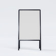 Blank chalk board street stand mockup. Isolated pavement menu rack with material frame template for cafe or restaurant welcome easel. 3D rendering