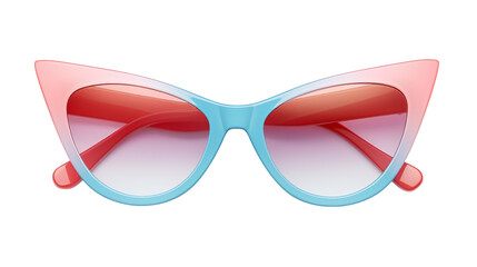 Canvas Print - Pink and blue sunglasses resting gracefully on a white background