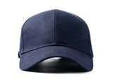 Fototapeta Na sufit - Navy Blue Baseball Cap on a White Background With Clear Lighting