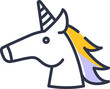 Enchanting unicorn icon,  symbol of fantasy and magic, outline vector design with no background  