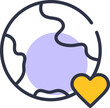 World icon with heart sign, save the Earth, Earth day concept, vector design no background  