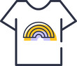 T-shirt outline apparel icon design with rainbow symbol, vector design no background 