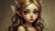 © ArtistiKa - Charming illustration of a young elf girl with golden accessories, radiating a sense of magic and childlike wonder
