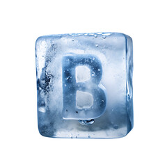 symbol made of transparent ice letter b