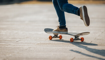 Wall Mural - People skateboarding in modern city