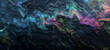 Top view texture of iridescent oil slick on water, displaying a mesmerizing spectrum of colors that dance and shift with the movement of the waves