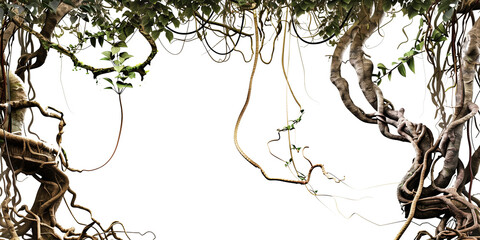 Jungle vines flowing on transparent background