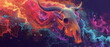 Celestial Bull Skull in Cosmic Nebula