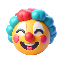 Wall Mural - 3d happy clown emoji for application website ui. Realistic 3d high quality isolated render.	