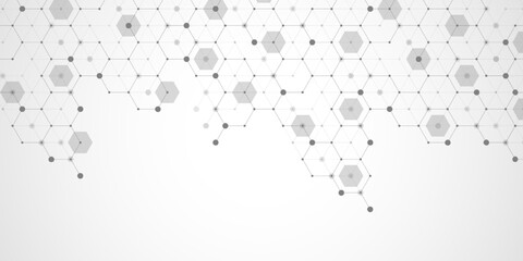 Poster - Molecular abstract structure and genetic engineering DNA. Healthcare and medicine background concept. Scientific research background. Wave flow. Innovation pattern. Vector illustration.