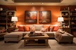 © Michael - Plush Comfort: Cozy Basement Living Room Designs with Warm Colors and Inviting Atmosphere