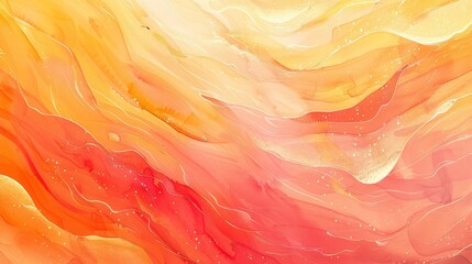 Poster - painting on canvas with a soft peach gradient. fragment of artwork on paper with waves pattern. text