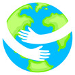 Globe hands. Embrace planet earth. Earth day concept. Illustration.
