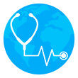 World health day icon design with globe and stethoscope. 7th April, world health day concept, illustration.