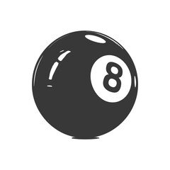 Canvas Print - silhouette billiard ball number 8 black color only