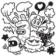 Friendly Monsters Cartoon Vector Doodle.