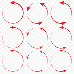 Poster - Set of circle arrows rotating on white background. Refresh, reload, recycle, loop rotation sign collection. Black circle arrows for infographics, web design. Vector illustration, flat style, clip art.