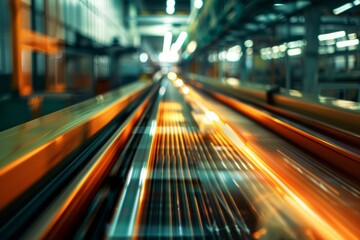Transportation line conveyor roller in motion