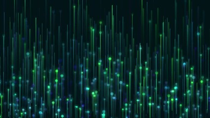 Poster - Abstract moving up light green particles background. green technology concept.