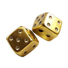 a falling gold dice isolated on transparent background. png