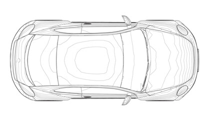 Beetle car - vector illustration Outline. Car vehicle beetle isolated icon vector illustration design. Top view.