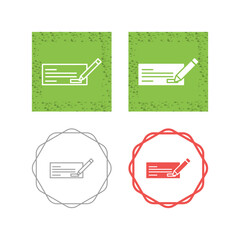 Sticker - Write Cheque Vector Icon