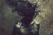 Artistic representation of a person with a head entwined in dark branches, symbolizing mental disorder