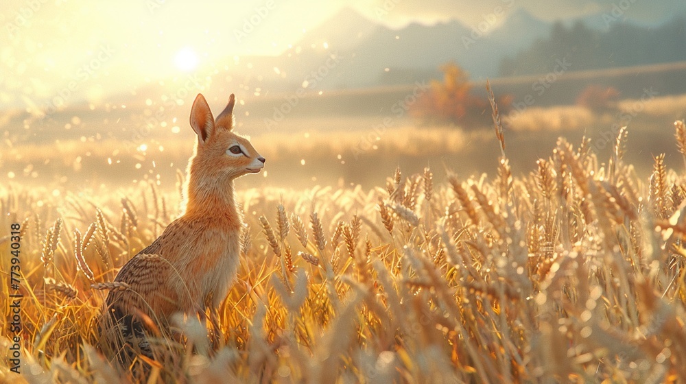 Amidst a chorus of laughter from the Mount Olympus animals, the god of farming chased a rogue chicken through the wheat fields, 3DCG