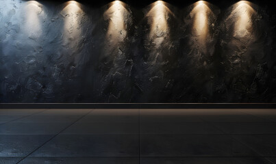 Wall Mural - Black Wall with Spotlight Illumination,  Generative AI 