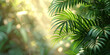 Palmas y su follaje verde exótico, salvaje, vista frontal, luz del atardecer, fondo jardín, amarillos, verdes, blancos, mural