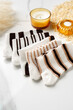 Striped socks for kids on white background