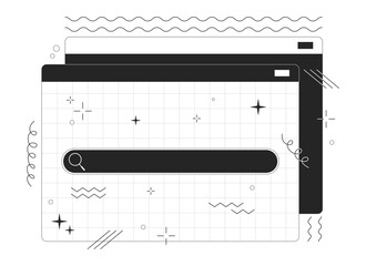 Poster - search field on webpage black and white 2d line cartoon objects. information on internet isolated li