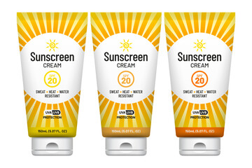 Poster - Sunscreen lotion vector product label set